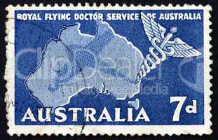 Postage stamp Australia 1957 Caduceus and Map of Australia