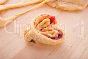 Hearts from yeast dough