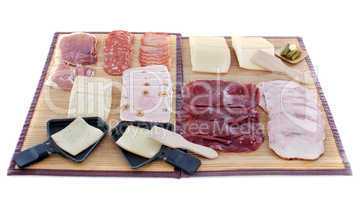 raclette cheese and meat