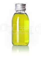 Bottle of yellow liquid