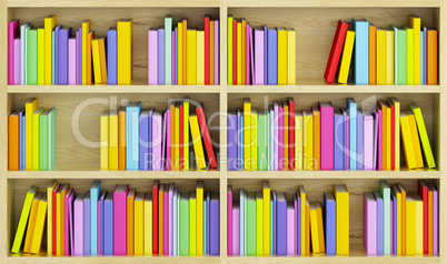 bookcase with multicolored books