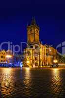 Old market square in Prague at night
