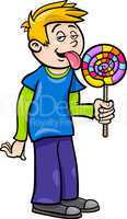 boy with lollipop cartoon illustration