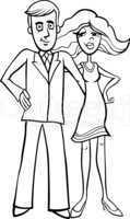 cute couple cartoon for coloring