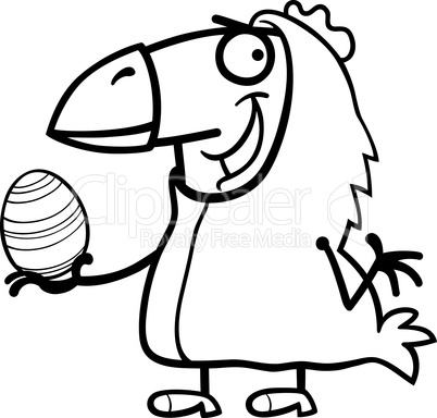 man as easter chicken cartoon for coloring