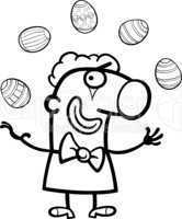 cartoon clown juggling easter eggs for coloring