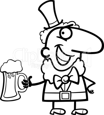 Leprechaun with beer cartoon for coloring