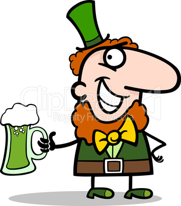 Leprechaun with beer cartoon illustration