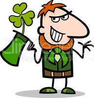 Leprechaun with clover cartoon illustration