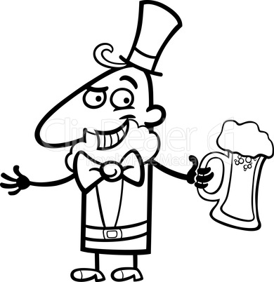 Leprechaun with beer cartoon for coloring