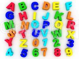 3d full alphabet with numerals