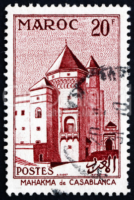 Postage stamp French Morocco 1955 Mahakma (Courthouse), Casablan