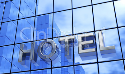 3D Hotel Fassaden Konzept Blau Silber