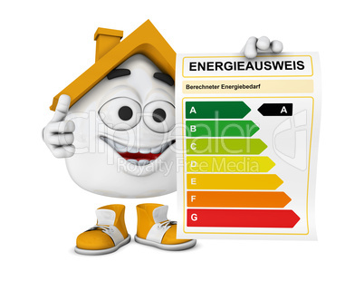 Kleines 3D Haus Orange - Energieausweis Konzept 2