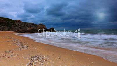 storm and the sea. slow motion.