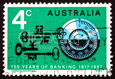 Postage stamp Australia 1967 Combination Lock and Antique Keys