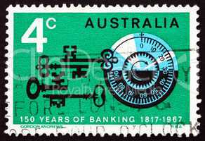 Postage stamp Australia 1967 Combination Lock and Antique Keys
