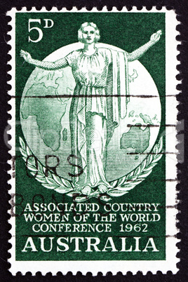 Postage stamp Australia 1962 Woman and Globe