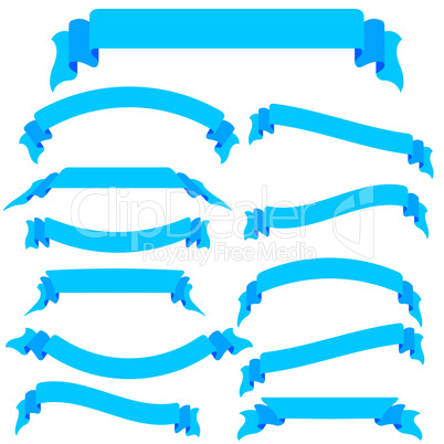 Set  blue ribbons  and banners, vector illustration