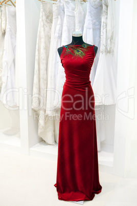 Elegant red dress on a mannequin