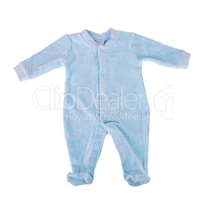 Blue baby clothes isolated on white background