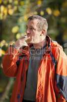 Man smoking in the park