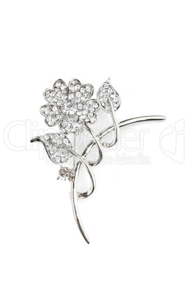 Beautiful flower brooch, isolated on white