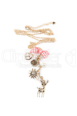 ucky charm necklace, isolated on white