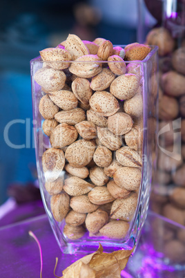 almonds in glass pot