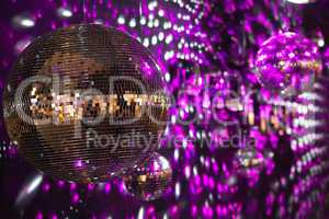 Shiny disco balls in a nightclub