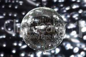 Shiny disco ball in a nightclub