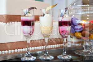 cocktail glasses with a trio of sorbets