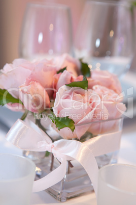 tender pink roses in a vase