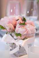 tender pink roses in a vase