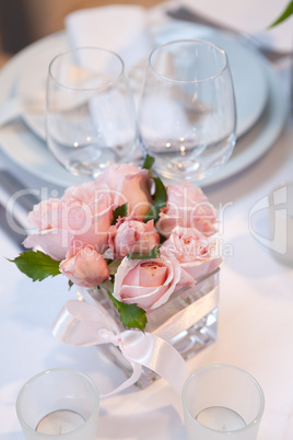 detail of a wedding dinner setting