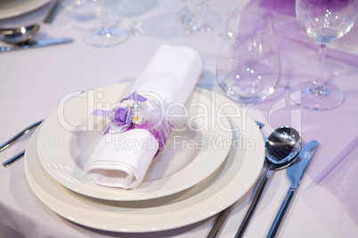 Detail of a wedding dinner setting