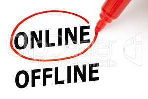 Online or Offline with Red Marker