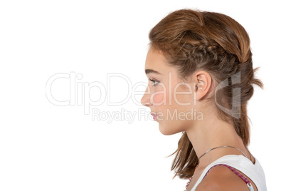 profile of a teenage girl, isolated on white