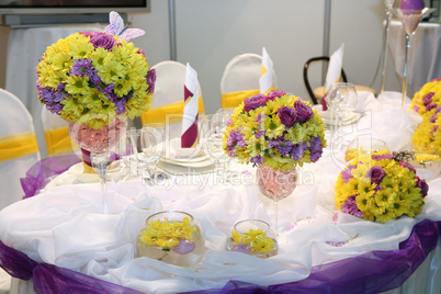 Elegant table set for a wedding dinner