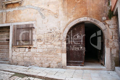 Mediterranean stone house detail in Rovinj, Croatia