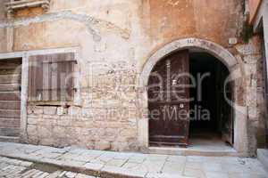 Mediterranean stone house detail in Rovinj, Croatia