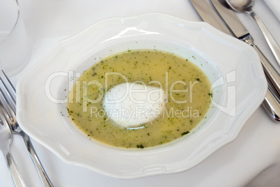 Asparagus Soup with mozzarella foam