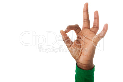 Die Finger formen das OK-Zeichen