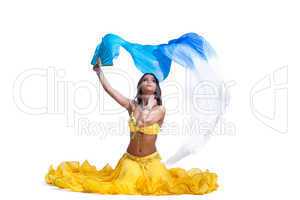 Brunette young woman performing arabic dance
