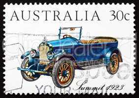 postage stamp australia 1984 summit 1923, vintage car