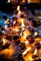 Burning candles in the Indian temple.