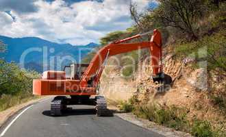 Excavator repair the road.