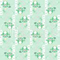 Seamless colourfull owl and birds pattern for kids