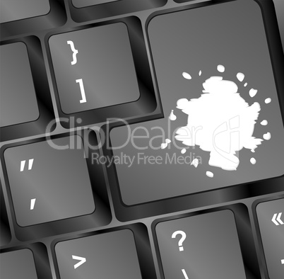 Computer keyboard with blots on enter key