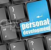 Keyboard with blue enter button personal development